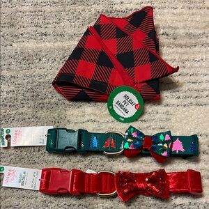 2 xl study dog collars and bandana
